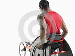 Rear View Of Paraplegic Cycler