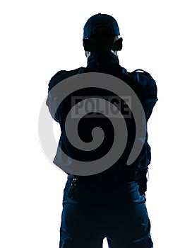 Rear view of policeman