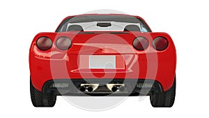 Rear view of a red american sportscar