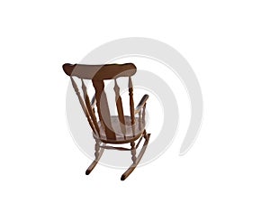 Rear view of a rocking chair, isolated on white with clipping path