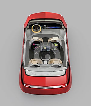 Rear view of self-driving car cutaway image