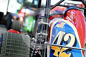 Rear view speedway racing cars lined up ready race