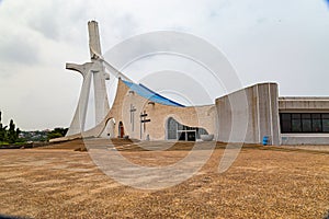 The rear view of St. Paul`s Catholic Cathedral Abidjan Ivory Coast.