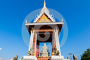 Rear view of Thai Buddhist temple in Trat, Thailand