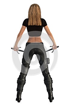 Rear View Woman Isolated