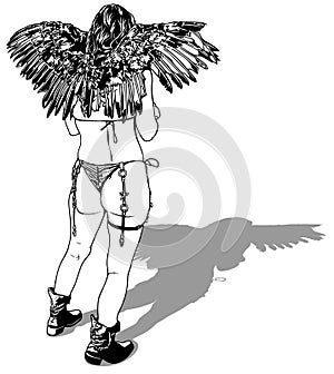 Rear View of a Woman with Wings