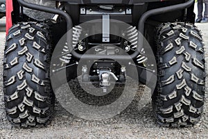 Rear wheels and a coupling of the ATV. photo
