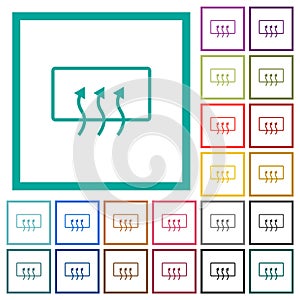 Rear window defrost flat color icons with quadrant frames