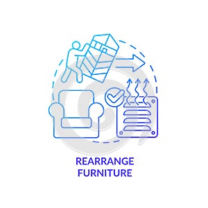 Rearrange furniture blue gradient concept icon