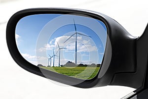 Rearview car driving mirror electric windmills photo