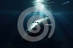 Reasearch submarine exploring the atlantic ocean illustration generative ai