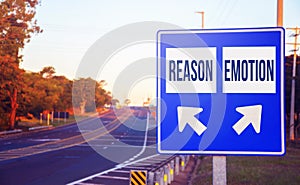 Reason or Emotion choices, decision, option. photo