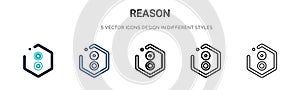 Reason symbol icon in filled, thin line, outline and stroke style. Vector illustration of two colored and black reason symbol