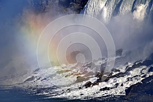 Reat Falls with a rainbow over