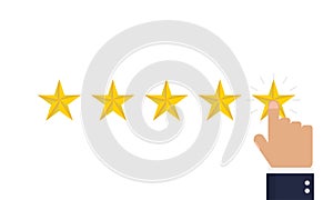 Reating star 5 with hand in flat style, vector