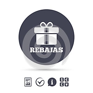 Rebajas - Discounts in Spain sign icon. Gift. photo