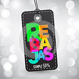 Rebajas - Discounts spanish text, sales vector colorful label tag design photo