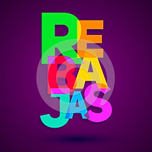 Rebajas - Discounts spanish text, sales vector colorful lettering design photo