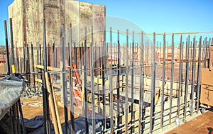 Rebar Cage Surrounds an Elevator Blockout