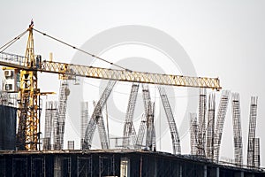Rebar column in construction site