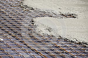 Rebar with poured concrete