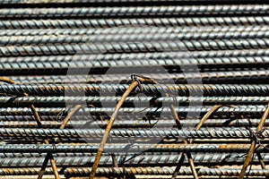 Rebar steel bars, reinforcement concrete bars with wire rod