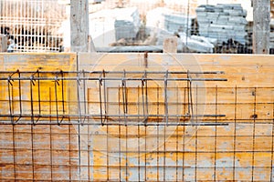 Rebar steel bars, reinforcement concrete bars with wire rod used in foundation of construction site