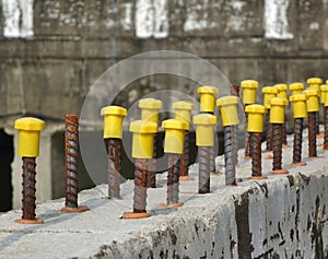 Rebar Steel with Yellow Protection Caps