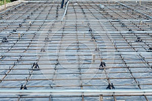 Rebar tied into a mesh prepared