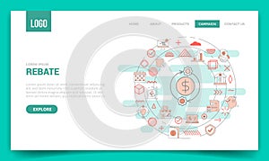rebate concept with circle icon for website template or landing page homepage