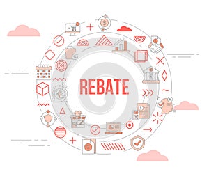 rebate concept with icon set template banner and circle round shape