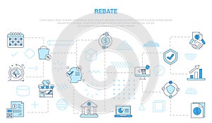 rebate concept with icon set template banner with modern blue color style