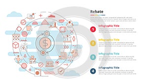 rebate concept for infographic template banner with four point list information