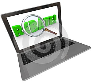 Rebate Word Computer Laptop Screen Online Shopping Bargain photo