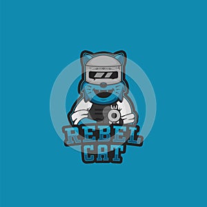 Rebel cat logo mascot illustration for gaming gamer or streamer of esport