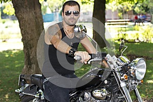 Rebel motorcycle rider on a chopper