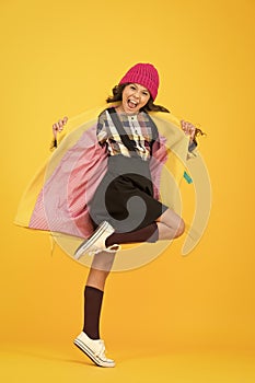 Rebel teen girl. Madcap concept. Teen age. Girl adorable stylish modern teenager. Cool schoolgirl. Have fun charismatic photo
