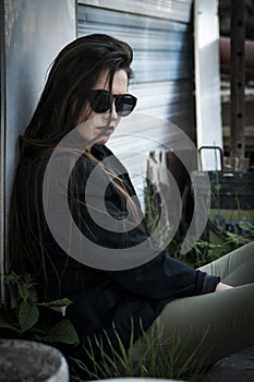 Rebellious girl with sunglasses