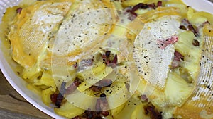 Reblochon tartiflette dish on a table