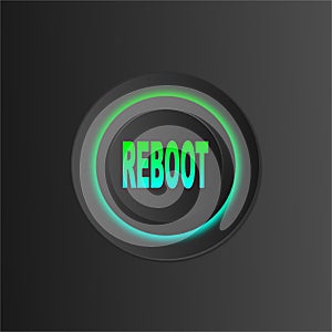 REBOOT power button in vivid electric green and blue colors. 3D effect in vector, jpg and EPS10