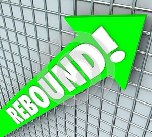 Rebound Word Green 3d Arrow Bounce Back Rising Improvement