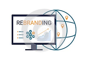 Rebranding and creating a new look for a product or company in the global market photo