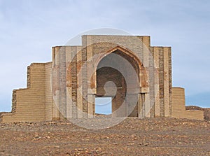 Rebuilt gate of ancient city Kunya-Urgench photo