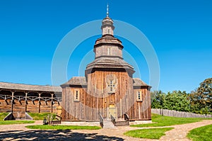 Rebuilt wooden church in Baturyn citadel, Ukraine