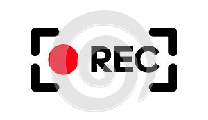 Rec button flat icon. Vector illustration