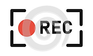 Rec button icon, vector record music and video symbol