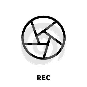 Rec icon or logo in modern line style.