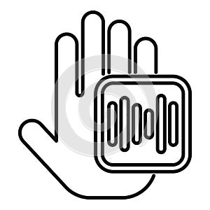 Rec palm scanning icon outline vector. Smart automatic