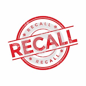 Recall stamp on white background.