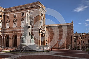 Recanati, Marche, Italy: monument of the great poet Giacomo Leopardi